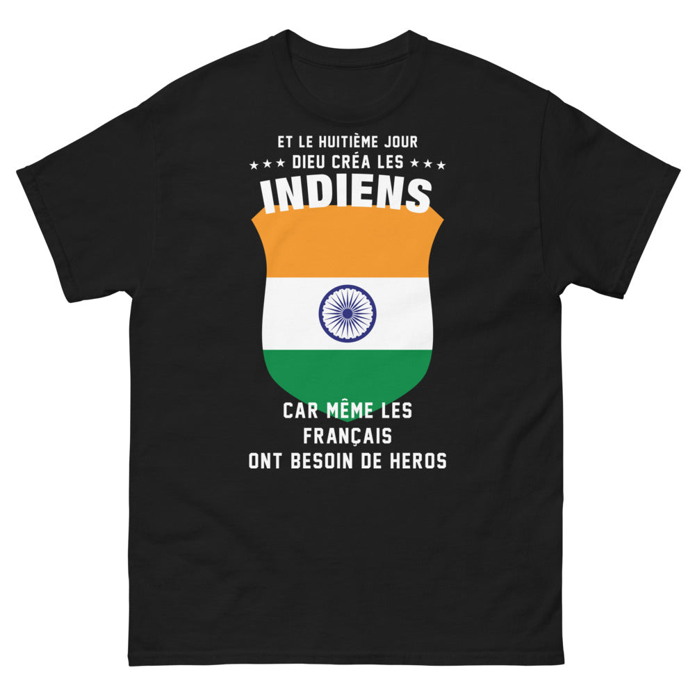 T-shirt Indien noir - et le huitième jour, Dieu créa les Indiens