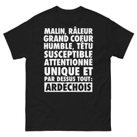 Thumbnail for T-shirt Ardéchois noir - malin, râleur, grand cœur