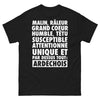 T-shirt Ardéchois noir - malin, râleur, grand cœur