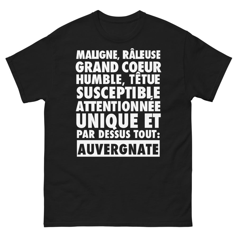 T-shirt Auvergnate noir - Maligne, râleuse et grand cœur