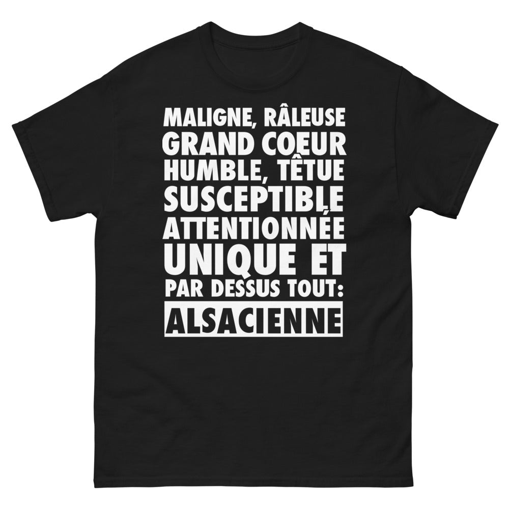 T-shirt Alsacienne noir - Maligne et râleuse au grand cœur