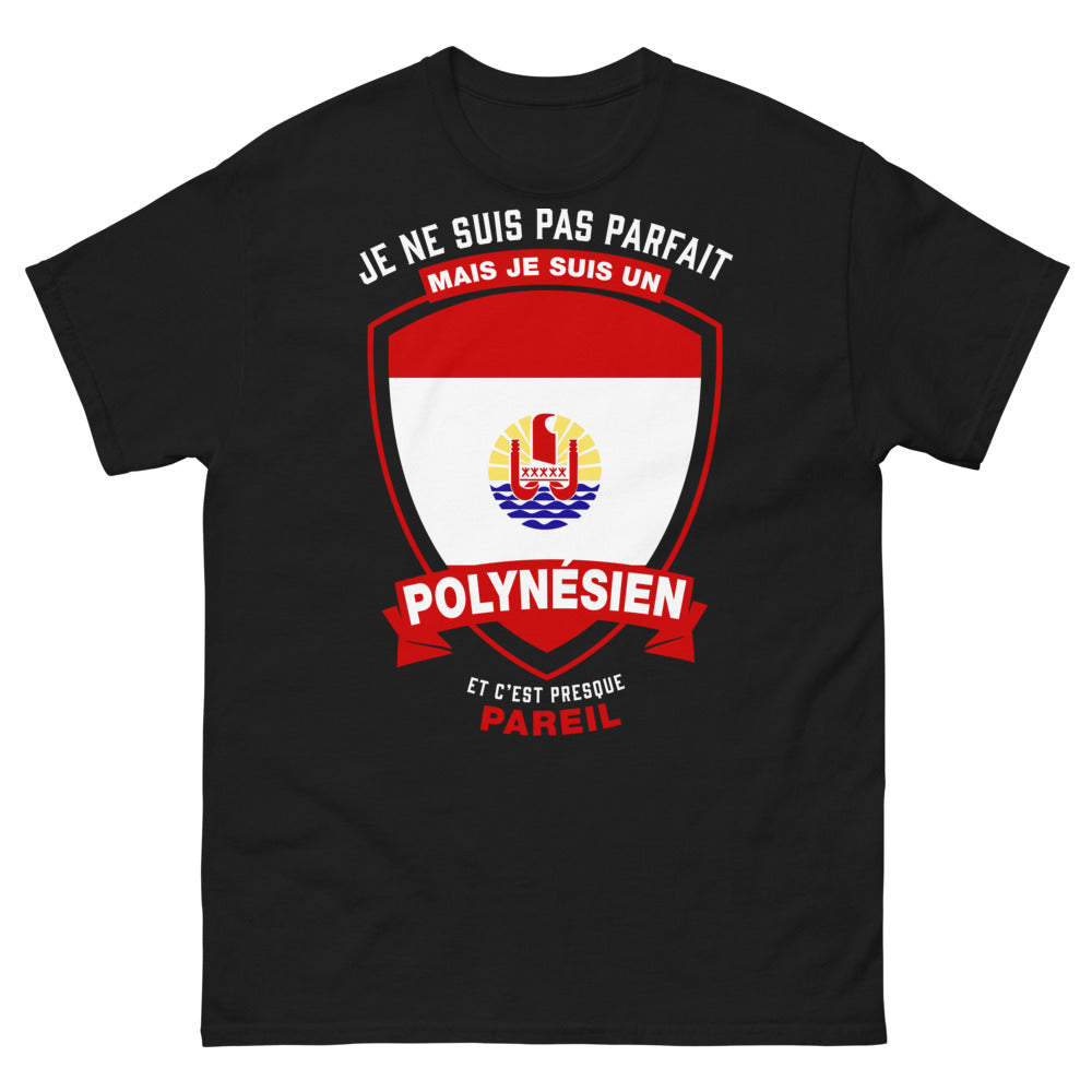 T-shirt Polynésien noir - texte humour et fierté polynésienne