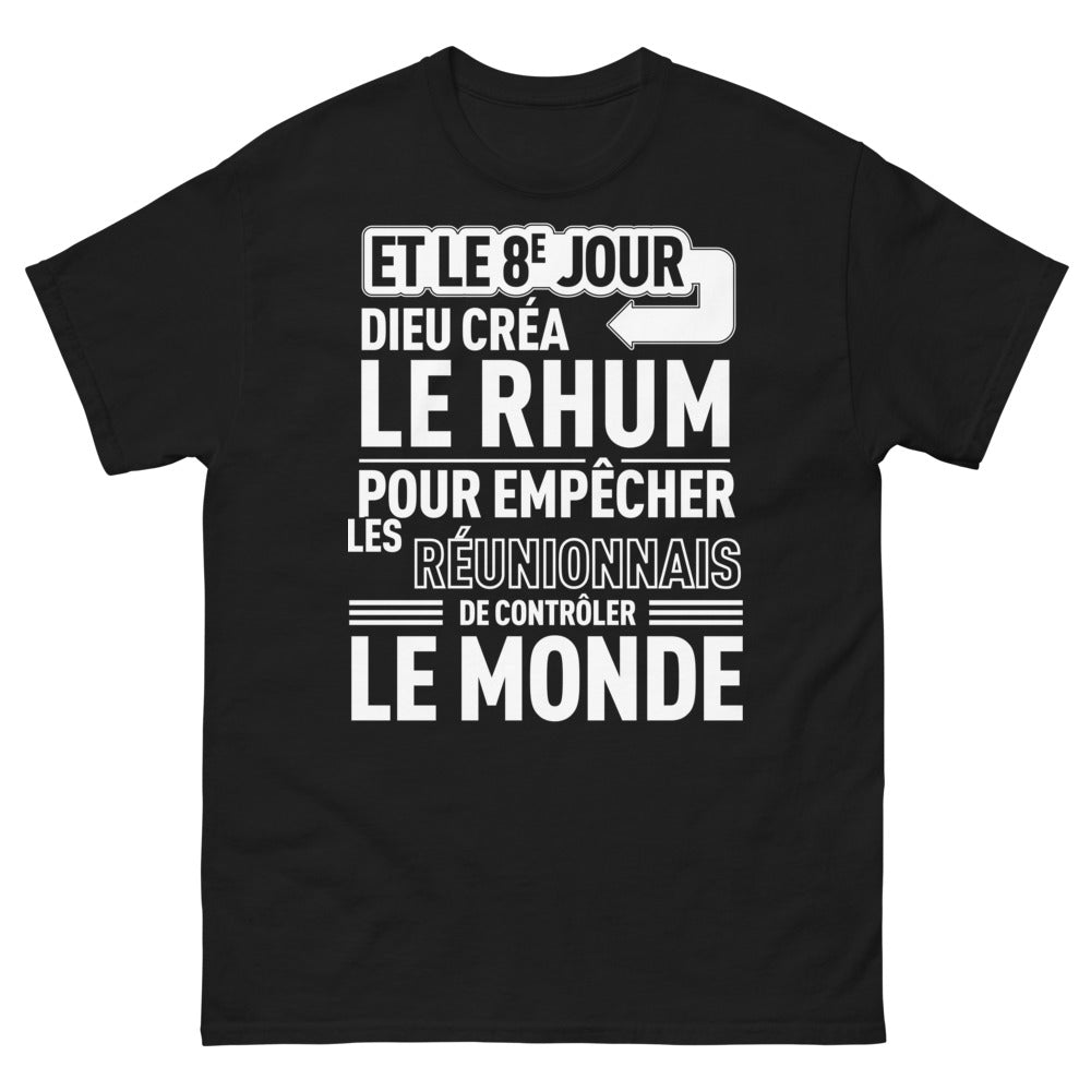 T-shirt Réunion noir - Et le 8e jour, Dieu créa le rhum