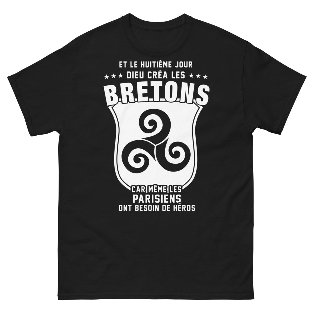T-shirt Bretons noir - huitième jour, héros du quotidien