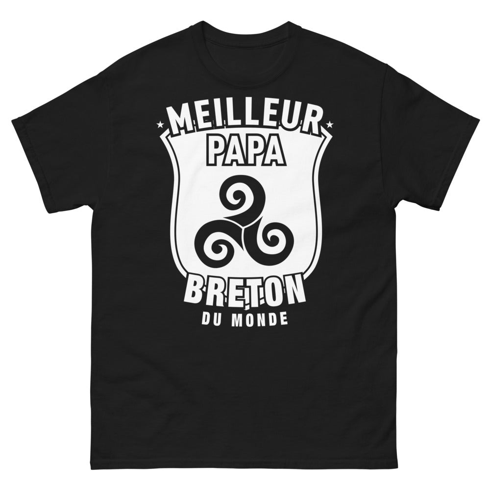 T-shirt Breton noir - Meilleur Papa Breton du Monde