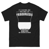 Thumbnail for T-shirt Fribourgeois noir - Et le huitième jour, Dieu créa les Fribourgeois