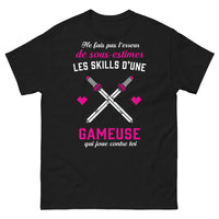 Thumbnail for T-shirt gameuse noir - ne sous-estimez jamais ses skills