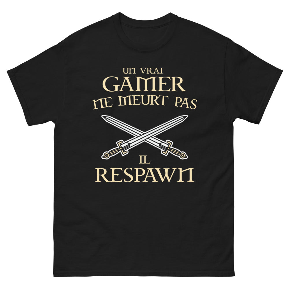 T-shirt gamer noir - un vrai joueur respawn