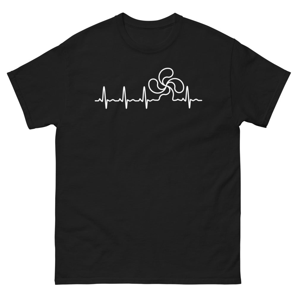 T-shirt Pays Basque noir - EKG Lauburu Heartbeat