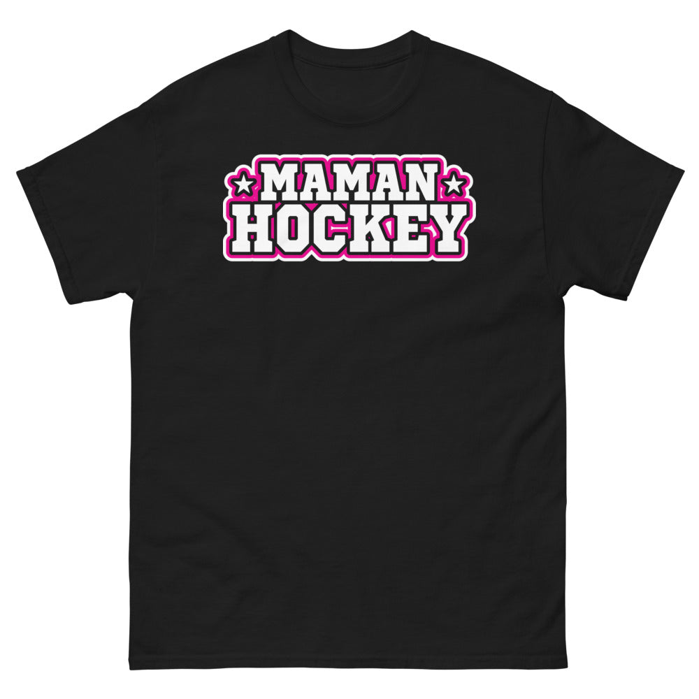 T-shirt Maman Hockey noir - humour et fierté sur glace