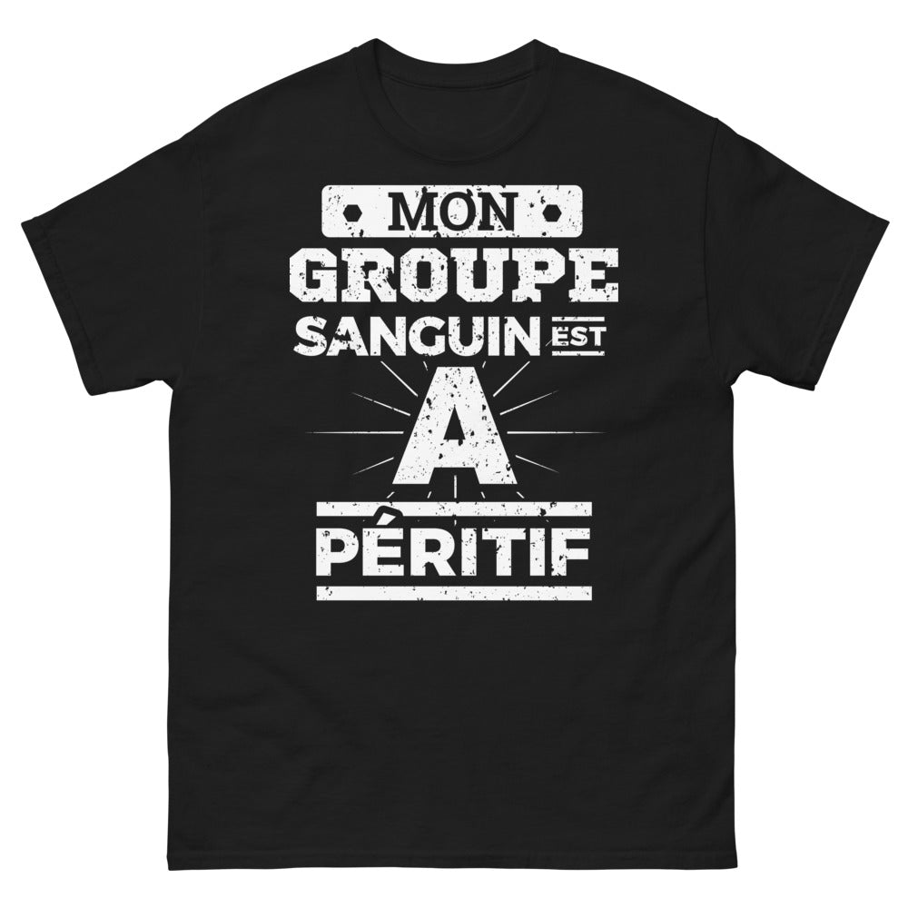 T-shirt apéro noir - Mon groupe sanguin est apéritif