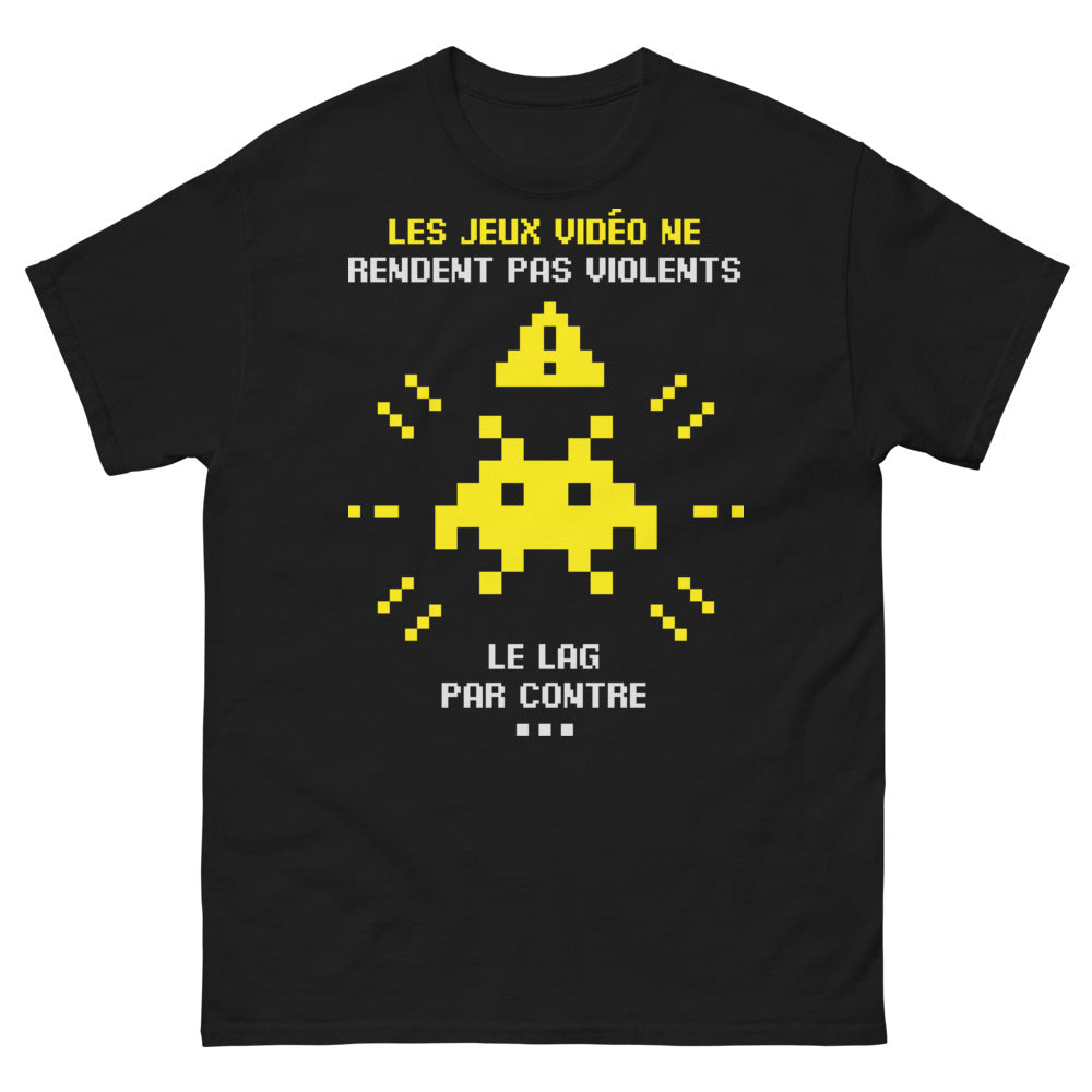 T-shirt gaming noir - Lag, ennemi du gamer