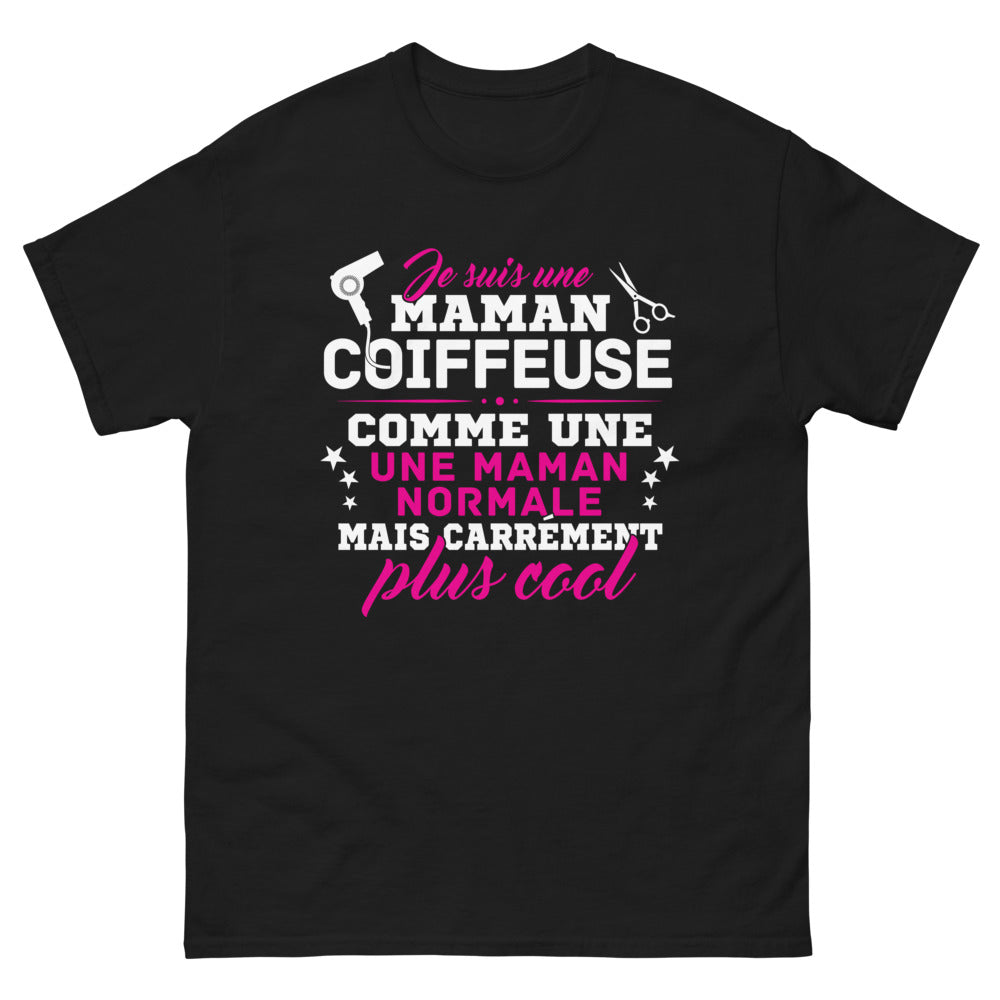 T-shirt Maman coiffeuse noir - maman coiffeuse super cool
