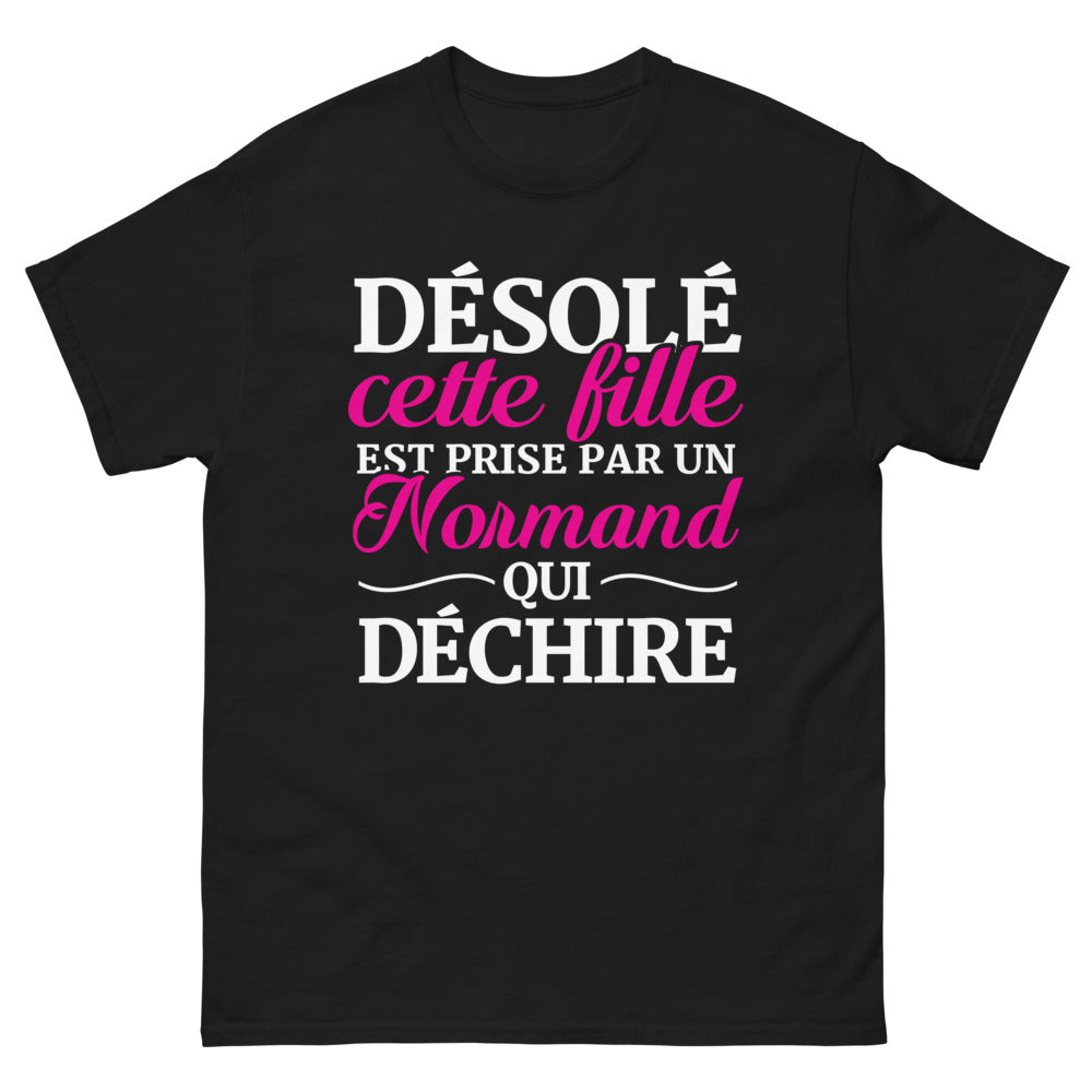 T-shirt Normand noir - Cette fille est prise par un Normand qui déchire