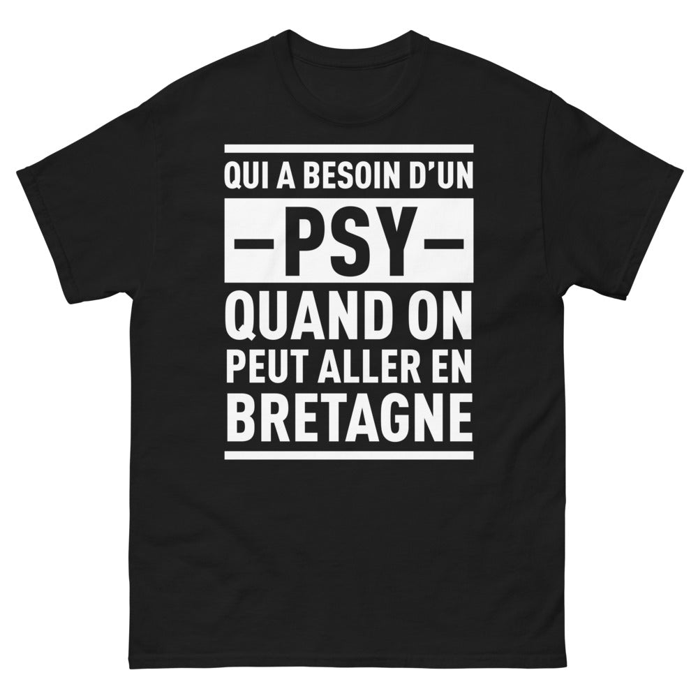 T-shirt Bretagne noir - qui a besoin d'un psy