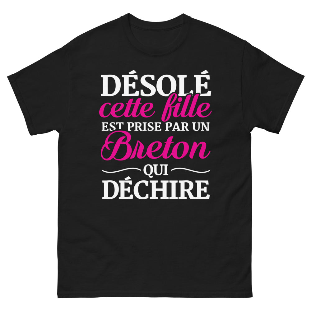 T-shirt Bretagne noir - prise par un Breton qui déchire