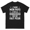 T-shirt France noir - j'aime mon pays, peur du gouvernement