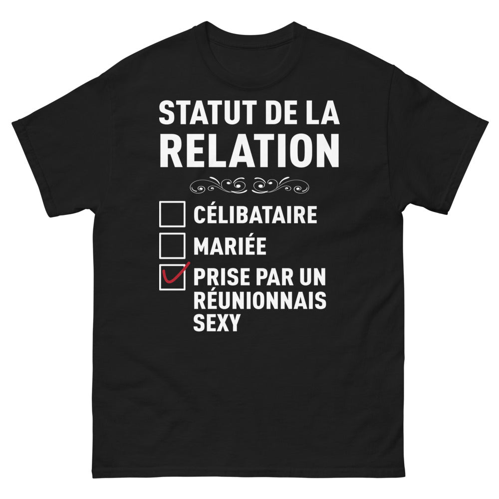 T-shirt Réunionnais noir - statut de la relation réunionnais sexy