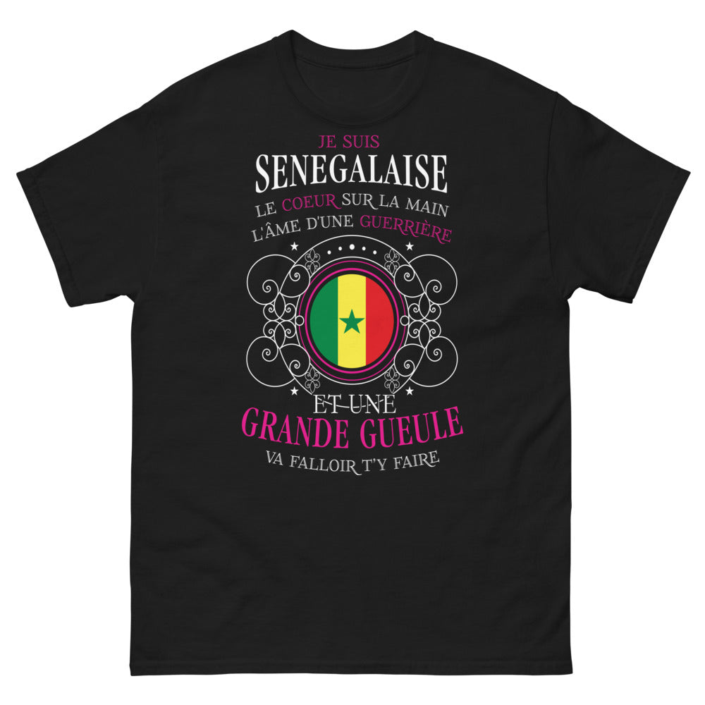 T-shirt sénégalaise noir - grand cœur et fierté