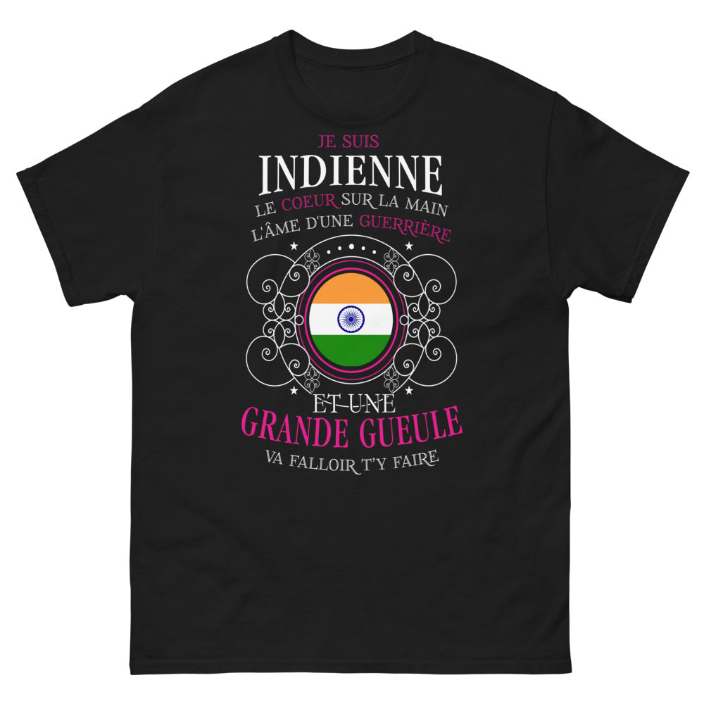 T-shirt Indienne noir - cœur de guerrière et grande gueule