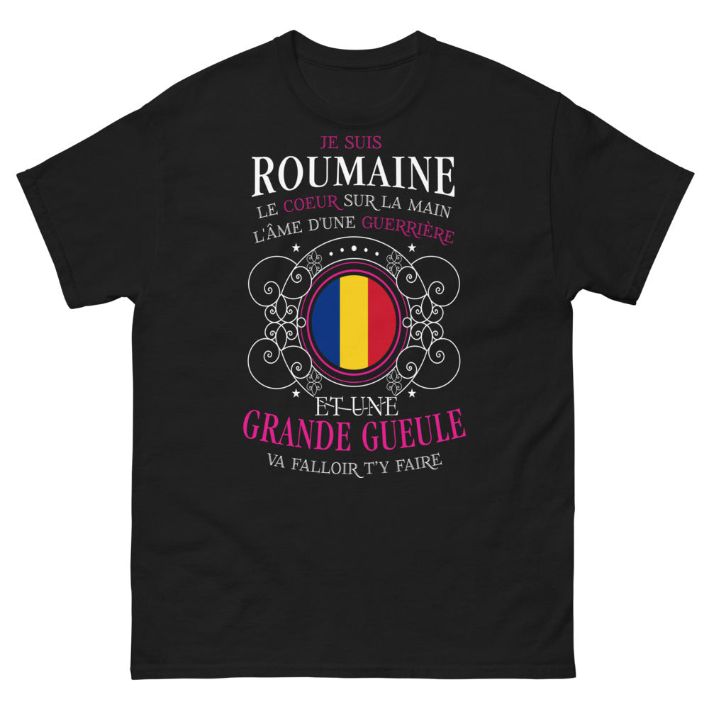 T-shirt Roumaine noir - Le cœur sur la main, guerrière