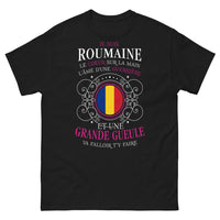 Thumbnail for T-shirt Roumaine noir - Le cœur sur la main, guerrière