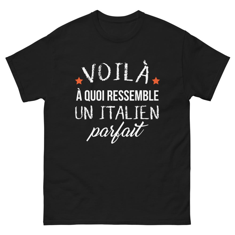 T-shirt Italie noir - Voilà à quoi ressemble un Italien parfait