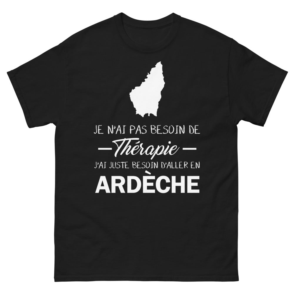 T-shirt Ardèche noir - Pas besoin de thérapie, juste un séjour