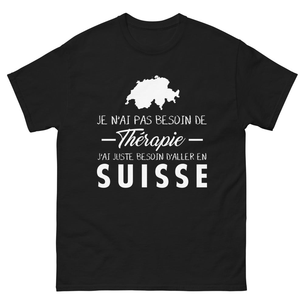 T-shirt Suisse noir - besoin d'aller en Suisse
