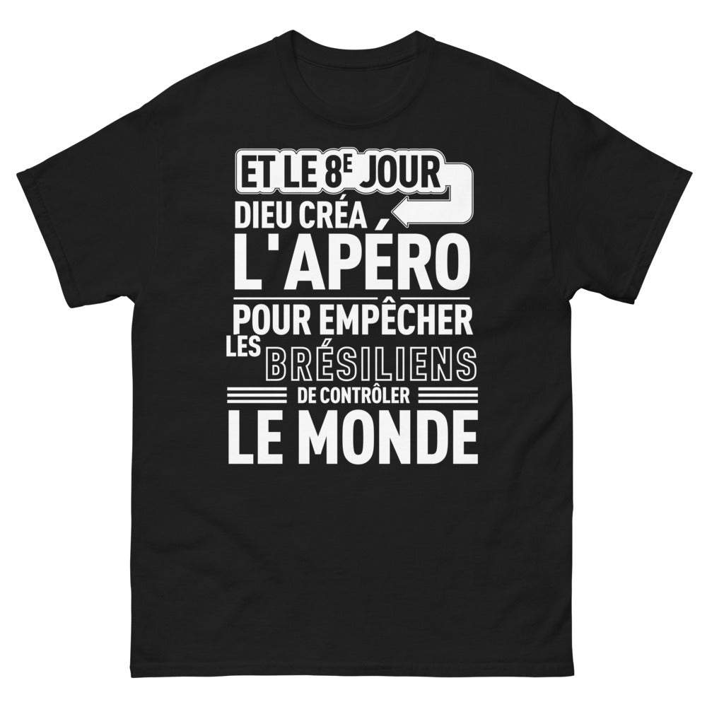 T-shirt apéro noir - Et le 8e jour Dieu créa l'apéro
