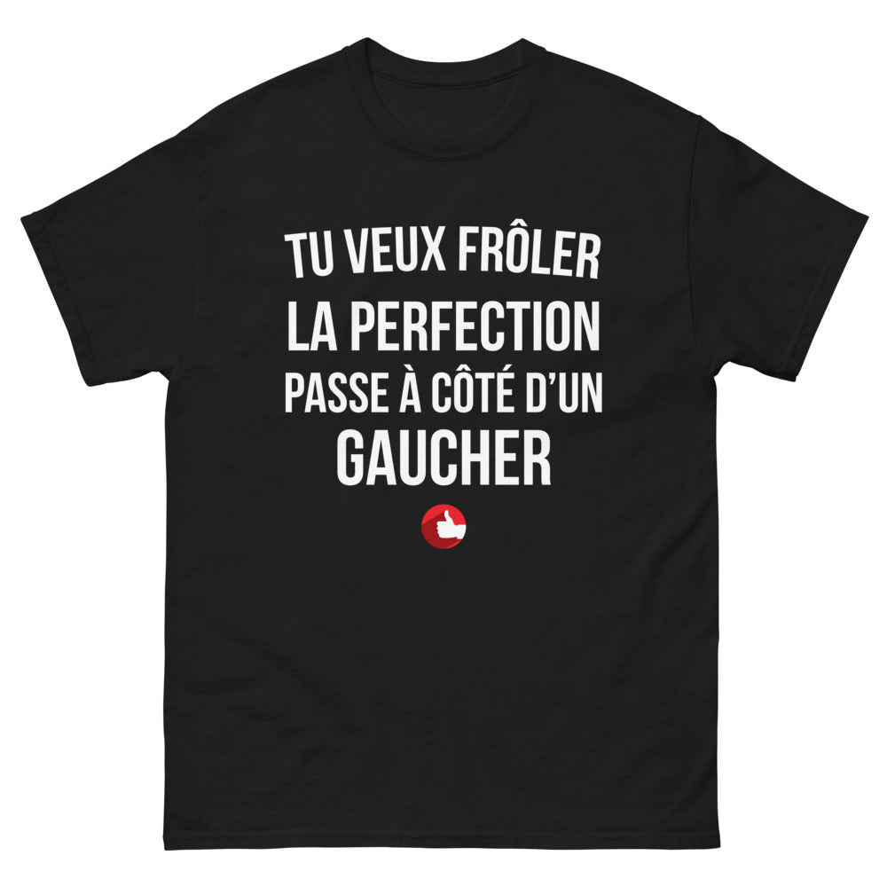T-shirt Gaucher noir - frôle la perfection avec humour