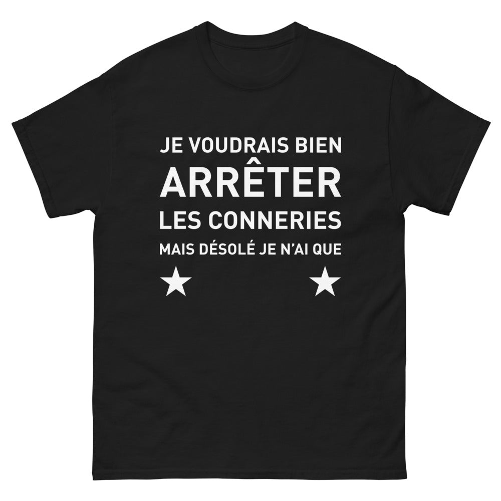 T-shirt Bretons noir - Je voudrais bien arrêter les bêtises