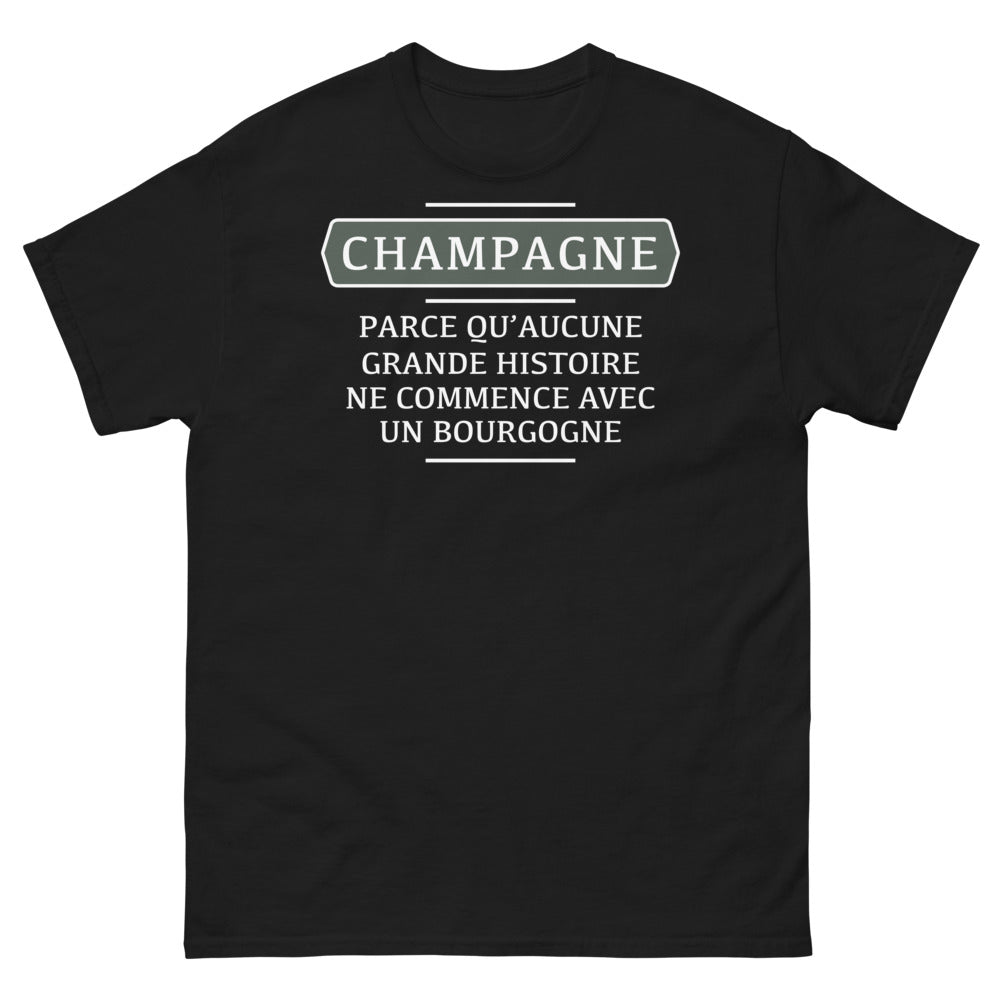 T-shirt Champagne noir face - humour pétillant