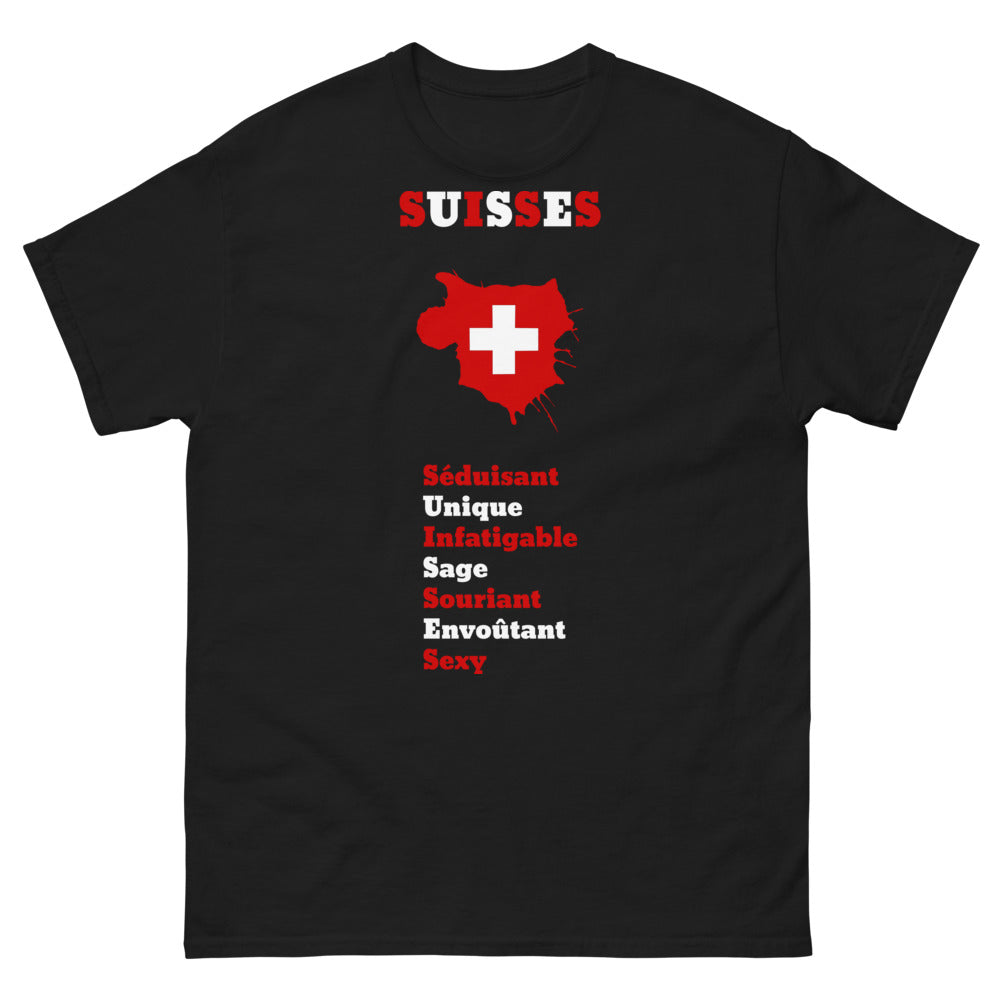 T-shirt Suisse noir - séduisant et helvétique