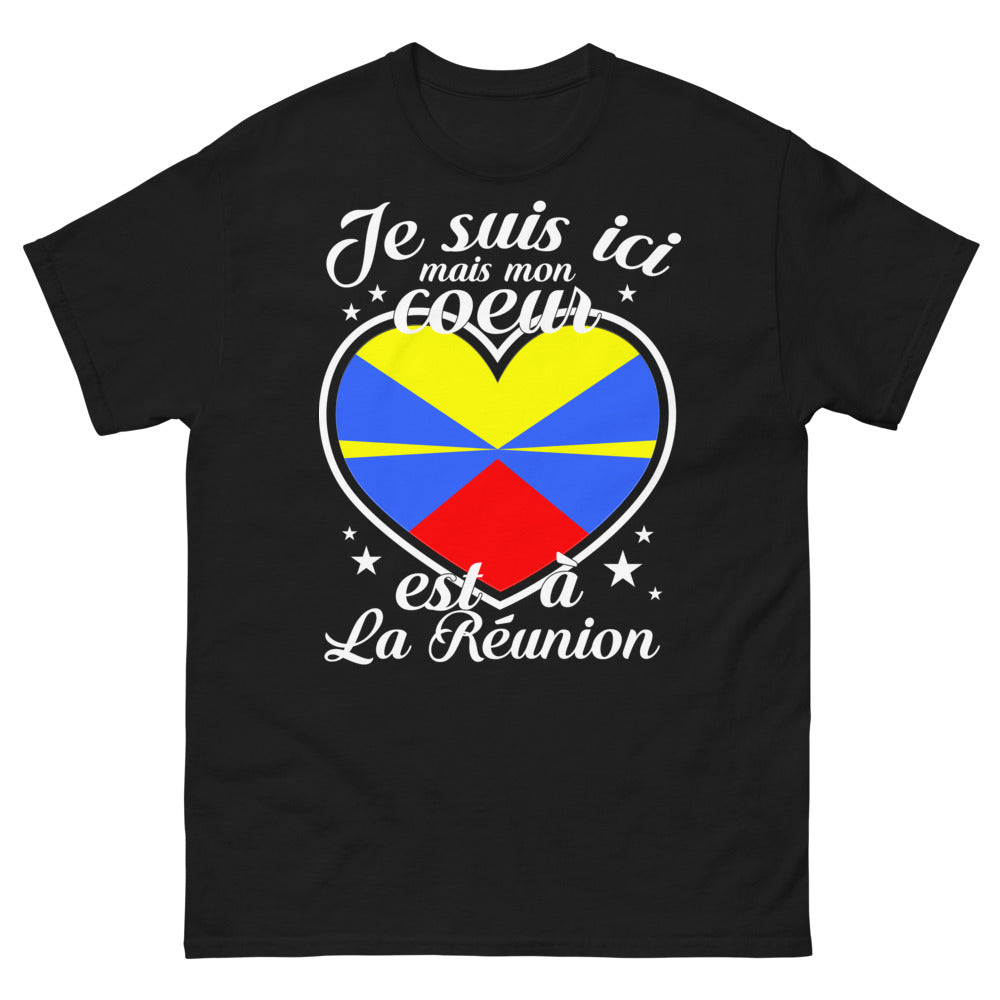 T-shirt La Réunion noir - Mon cœur est à La Réunion