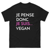 T-shirt Pensées profondes noir - Je pense donc je suis vegan