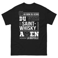 Thumbnail for T-shirt Whisky noir - Au nom du verre, du vice et du Saint Whisky, amen