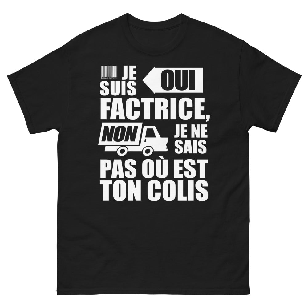 T-shirt factrice noir face - Je suis factrice