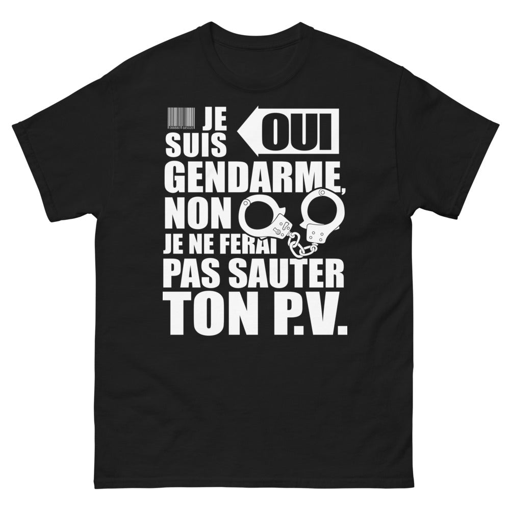 T-shirt gendarme noir - Je ne ferai pas sauter ton PV