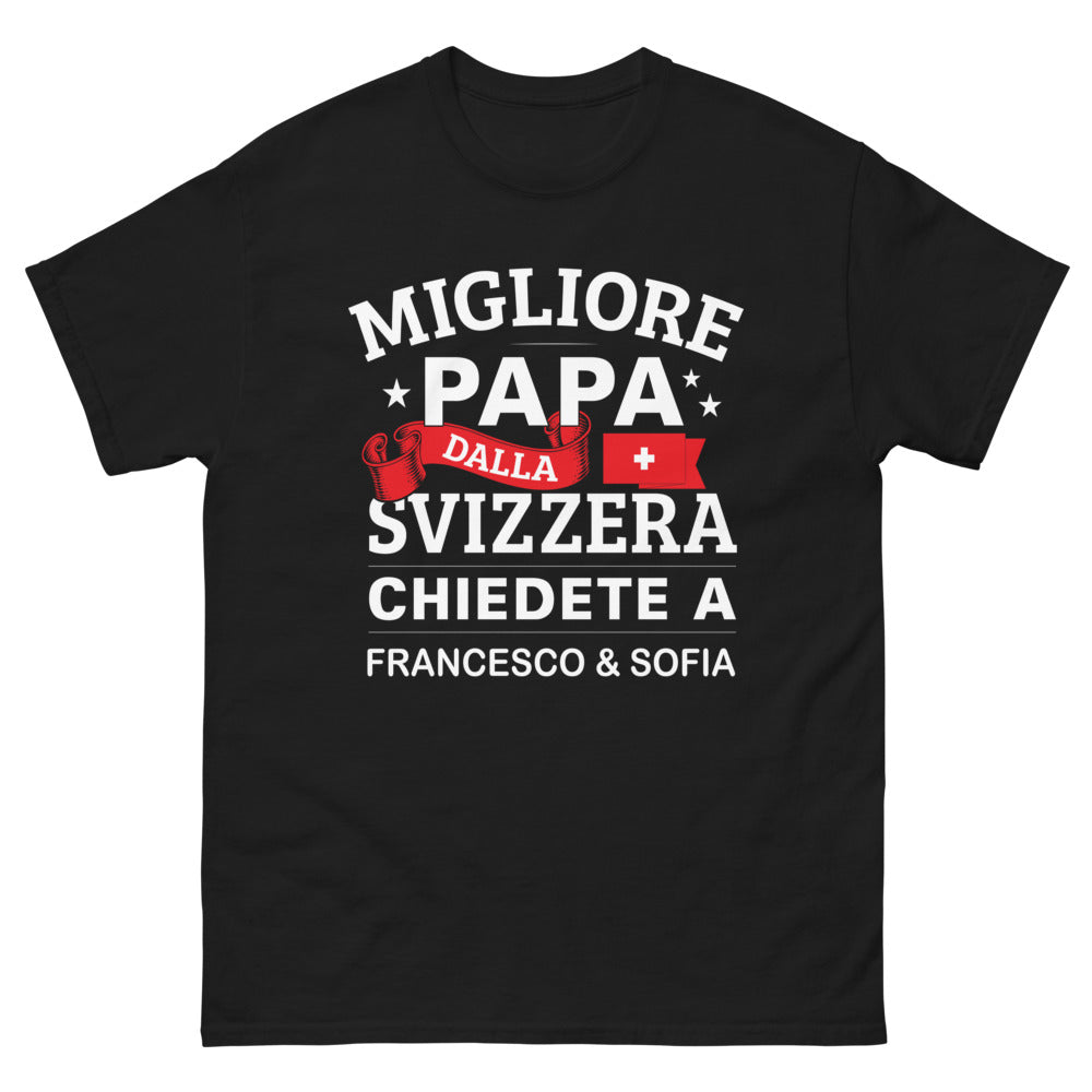 T-shirt Svizzera marine - il miglior papà, precisione e cioccolato