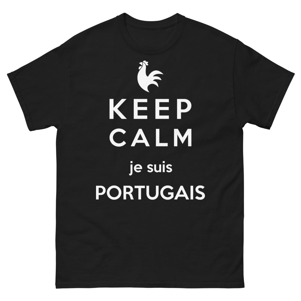 T-shirt portugais noir - Keep Calm Je suis Portugais