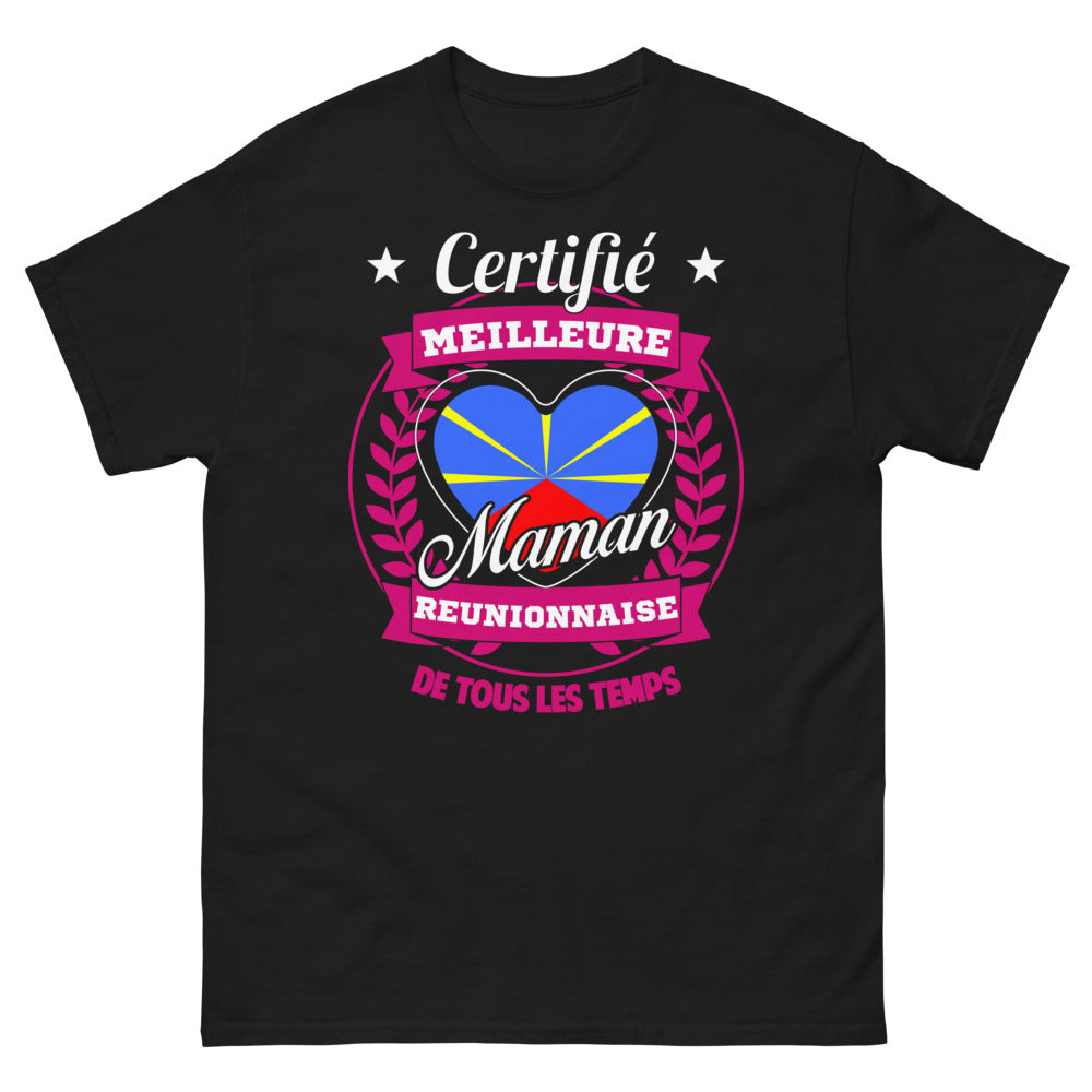 T-shirt Réunion noir - meilleure maman réunionnaise