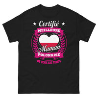Thumbnail for T-shirt polonaise noir - Meilleure maman polonaise
