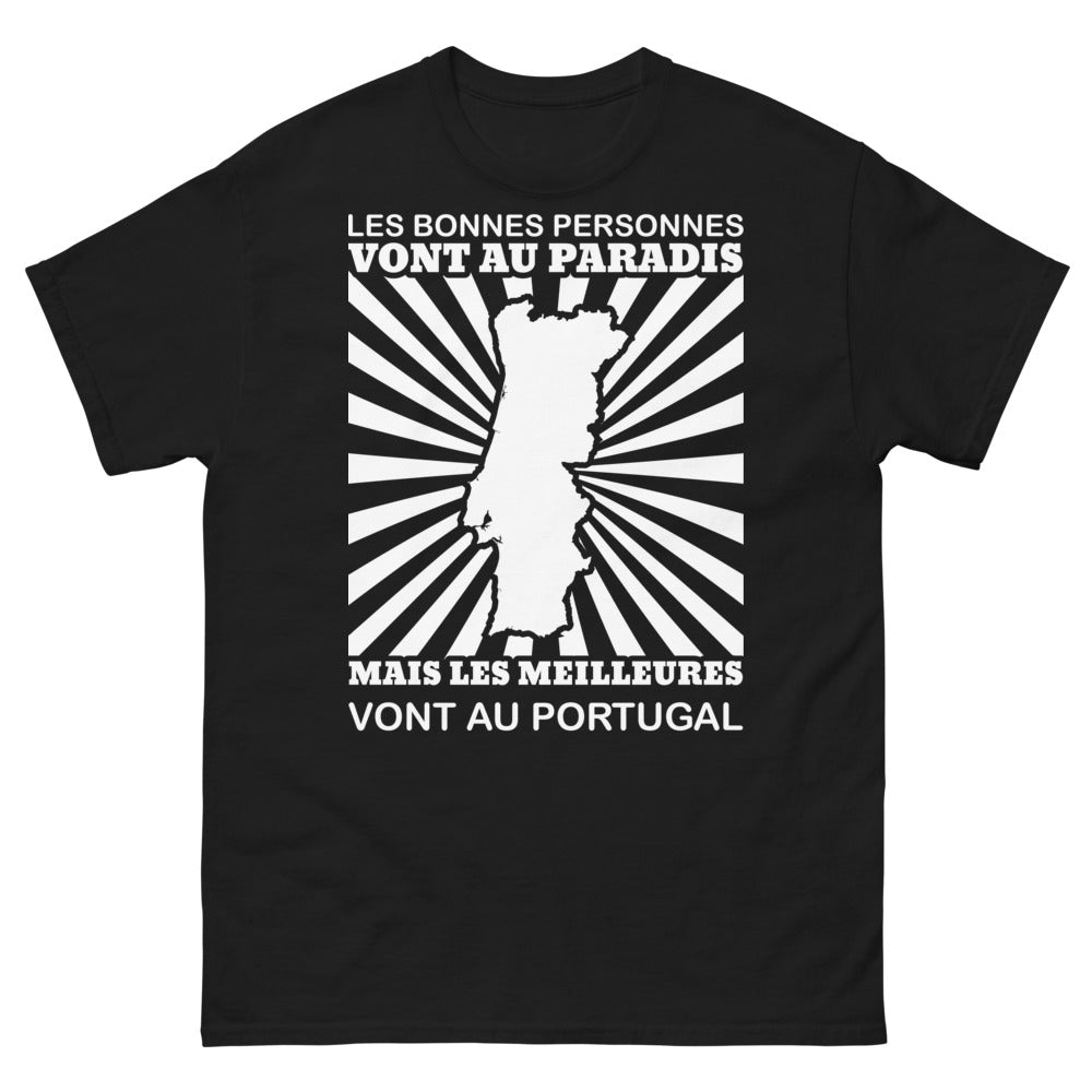 T-shirt Portugal noir face - slogan drôle et vintage