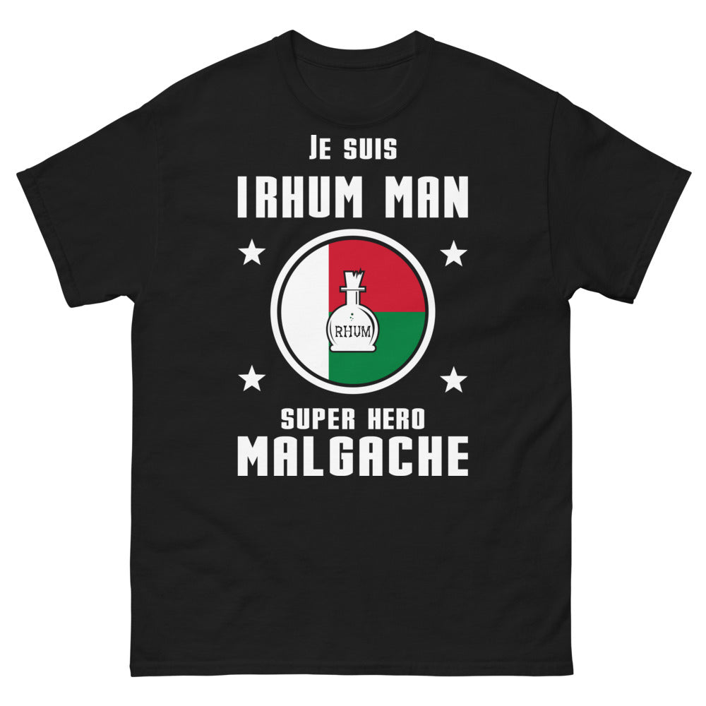 T-shirt Malgache noir - homme super-héros rhum man