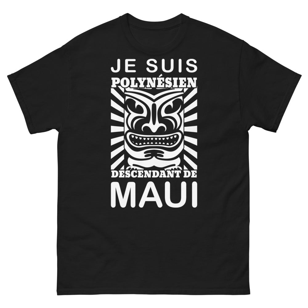 T-shirt Polynésien Maui noir - descendant de Maui