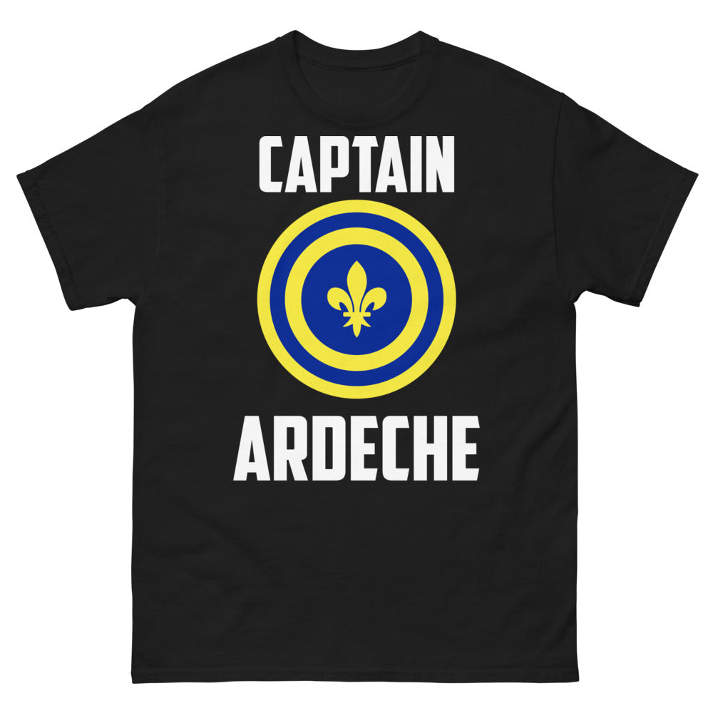 T-shirt Ardèche noir - Captain Ardèche, humour ardéchois