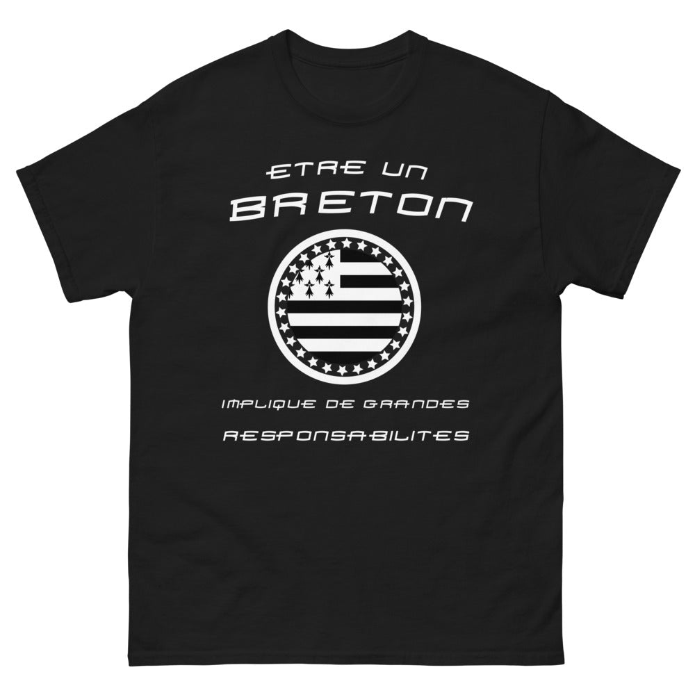 T-shirt Breton noir - Être Breton implique grandes responsabilités