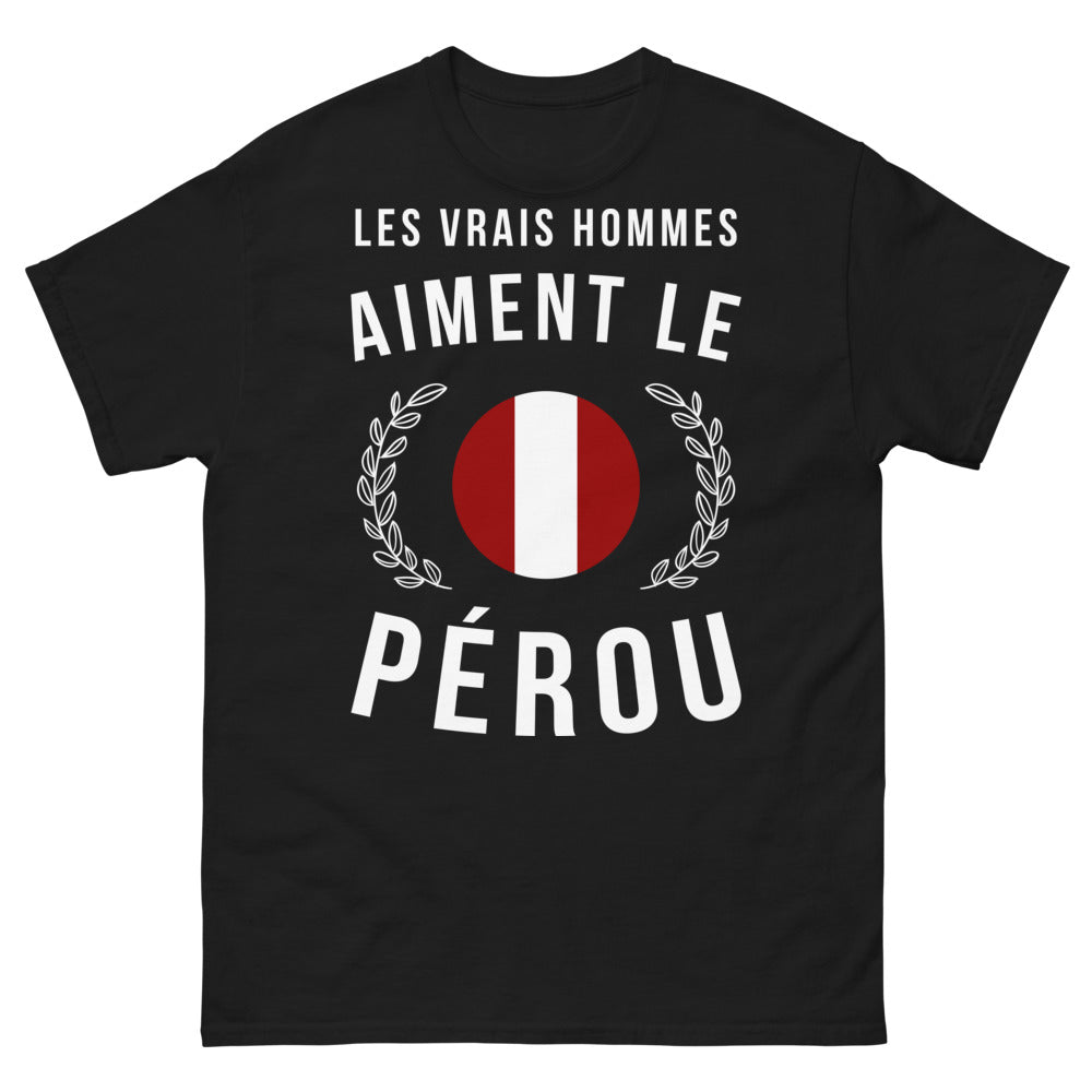 T-shirt Pérou noir face - Les vrais hommes aiment le Pérou