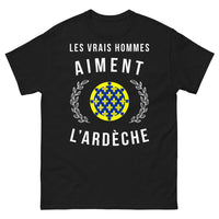 Thumbnail for T-shirt Ardèche noir - Les vrais hommes aiment l'Ardèche